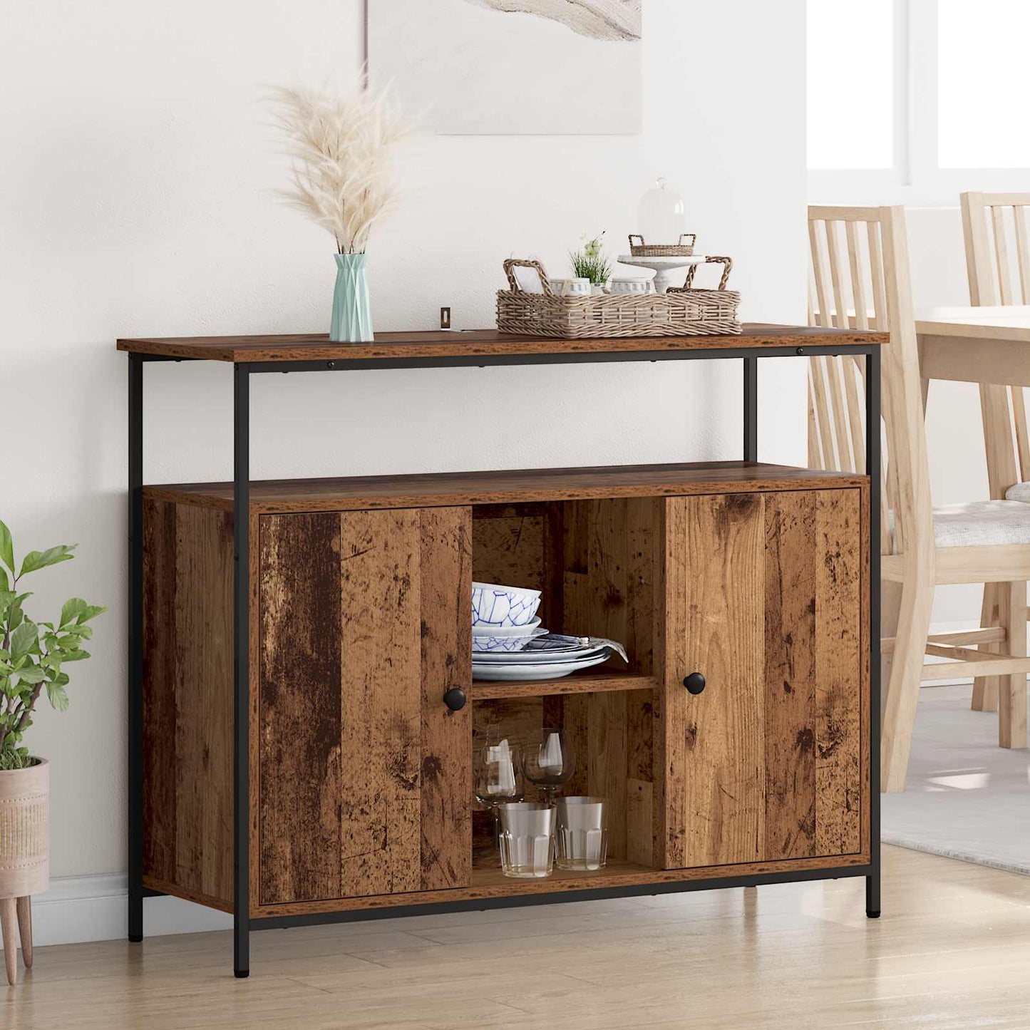 vidaXL Πλαϊνό γραφείο Παλιό Ξύλο 100 x 35 x 80 εκ. Επεξεργασμένο ξύλο