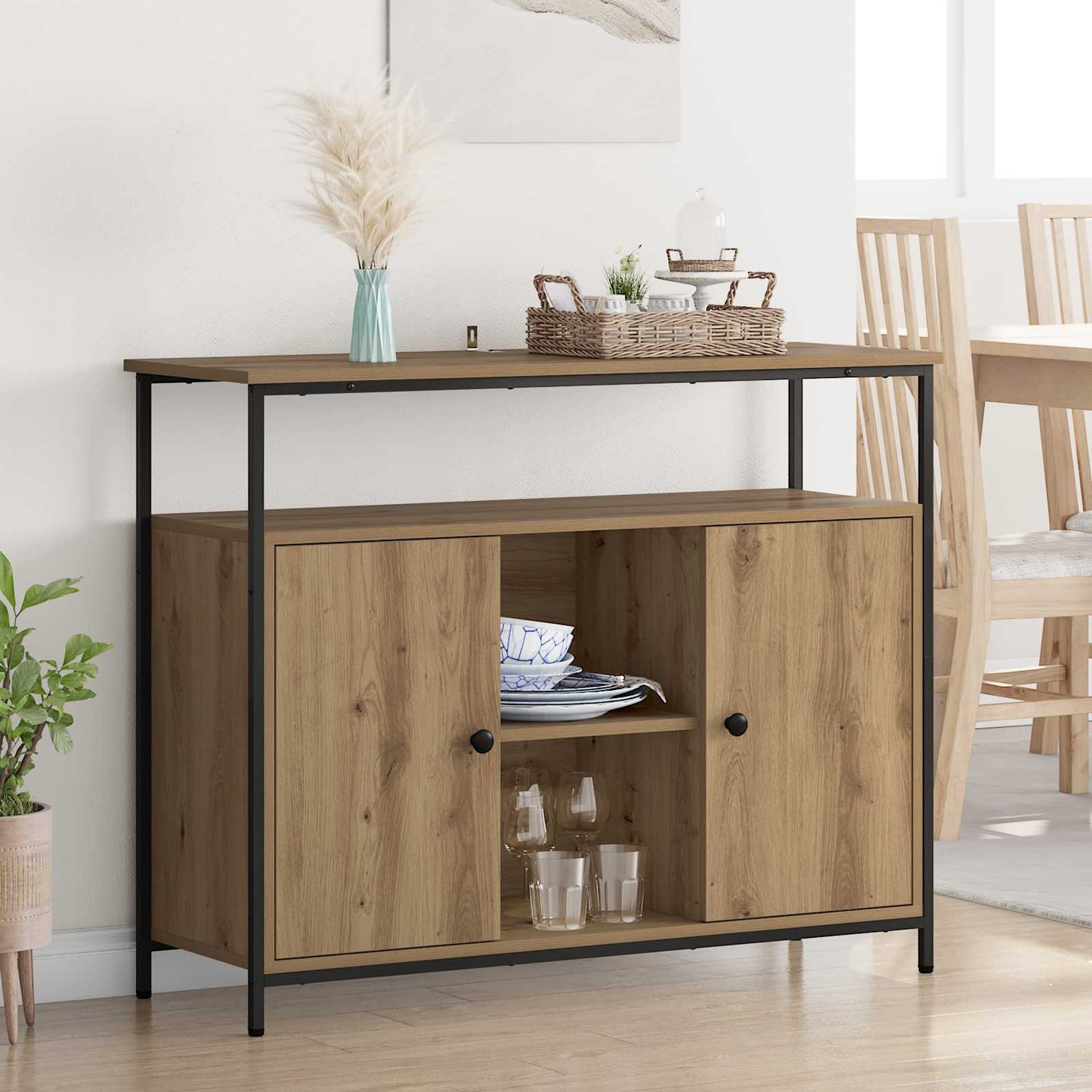 vidaXL Πλαϊνό γραφείο Artisan Oak 100 x 35 x 80 εκ. Επεξεργασμένο ξύλο