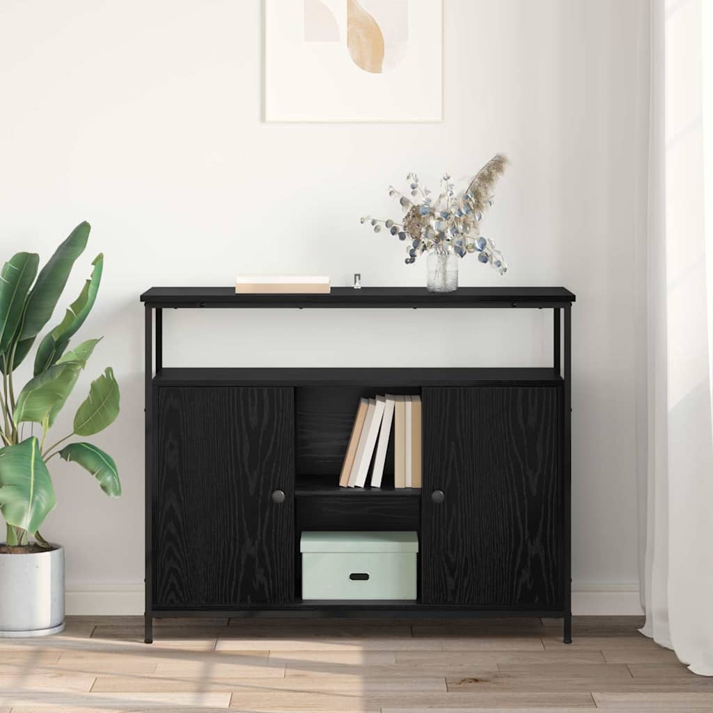 vidaXL Πλαϊνό γραφείο Μαύρη Οξυά 100 x 35 x 80 εκ. Επεξεργασμένο ξύλο