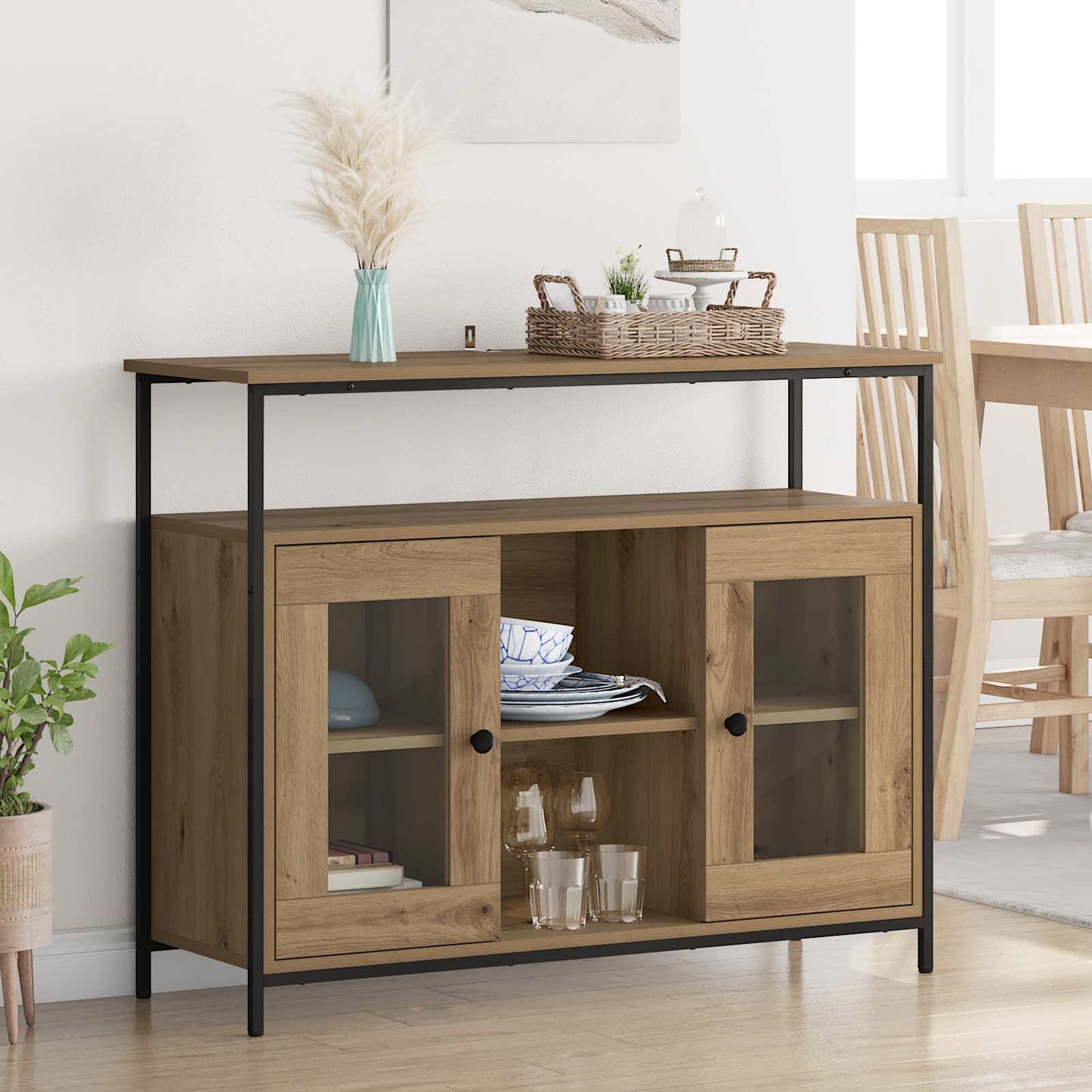 vidaXL Πλαϊνό γραφείο Artisan Oak 100 x 35 x 80 εκ. Επεξεργασμένο ξύλο