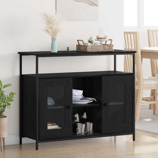 vidaXL Πλαϊνό γραφείο Μαύρη Οξυά 100 x 35 x 80 εκ. Επεξεργασμένο ξύλο