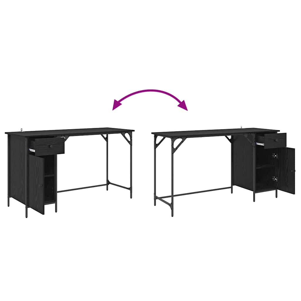 vidaXL Γραφείο Υπολογιστή με συρτάρι Μαύρη Οξυά 131 x 48 x 75 εκ.