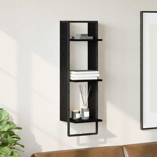 vidaXL Ράφι Τοίχου Επιτοίχιο Μαύρη Οξυά 30 x 25 x 100 cm