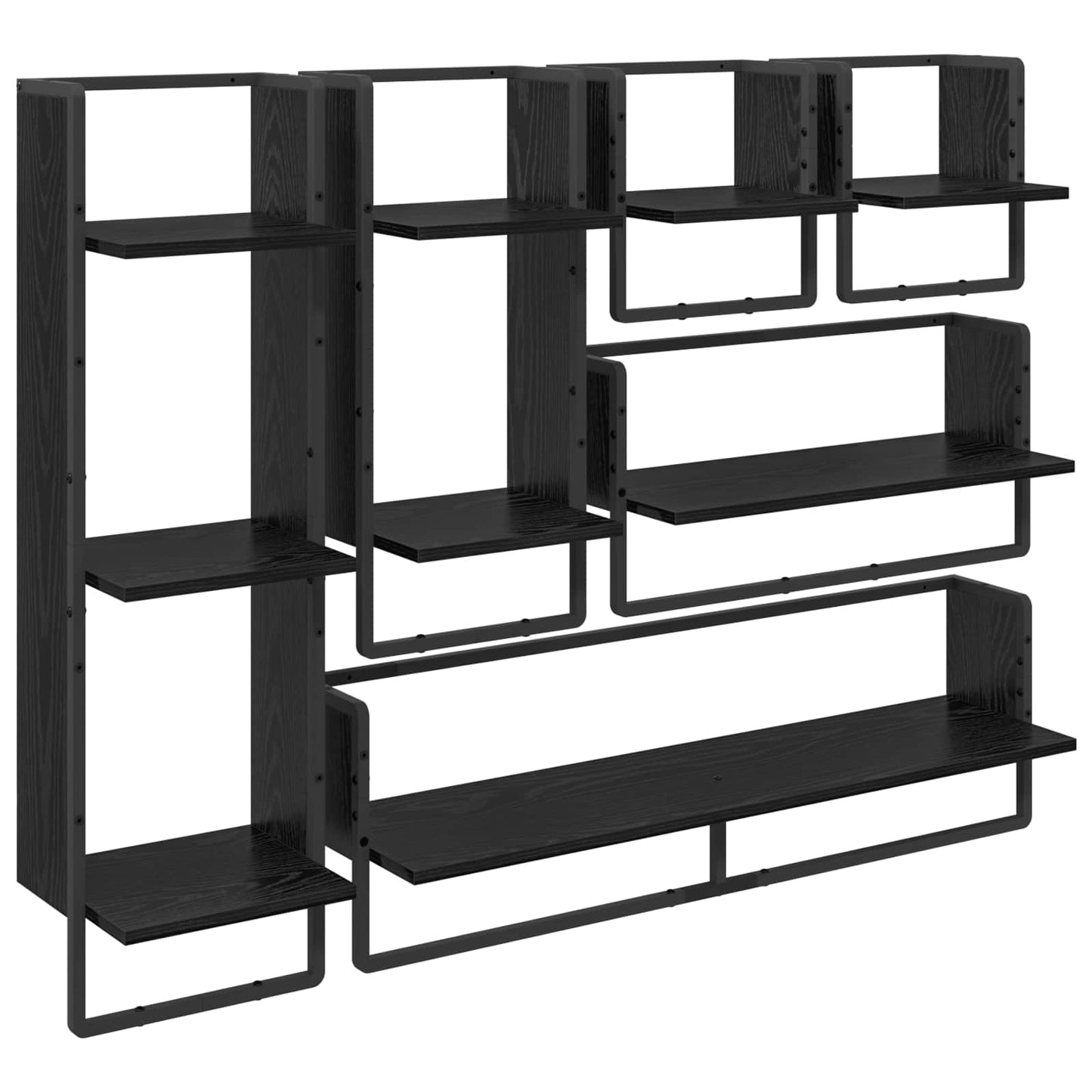vidaXL Σετ ραφιών τοίχου 6 τμχ. Μαύρη Οξυά 100 x 25 x 30 cm
