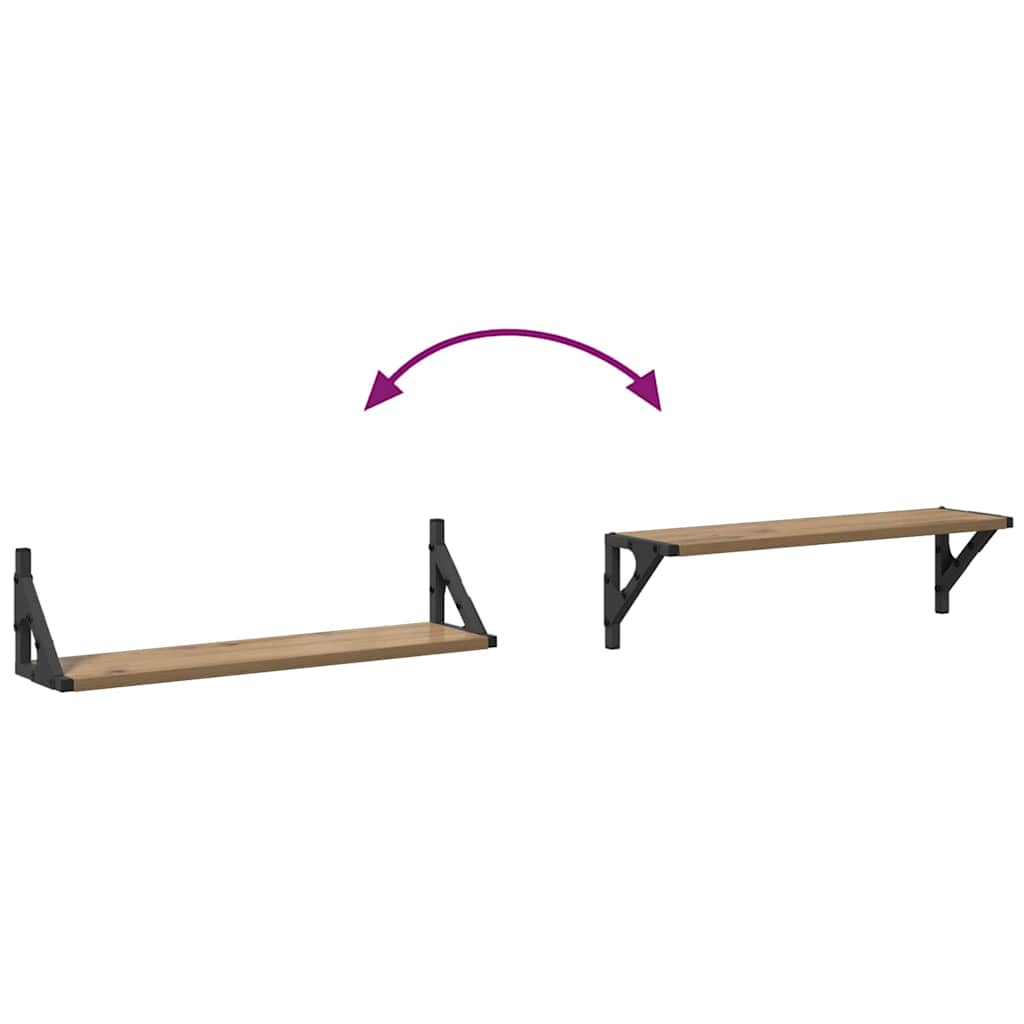 vidaXL Ράφια Τοίχου με ράφι 2 pcs Artisan Oak 60 x 15 x 15,5 cm