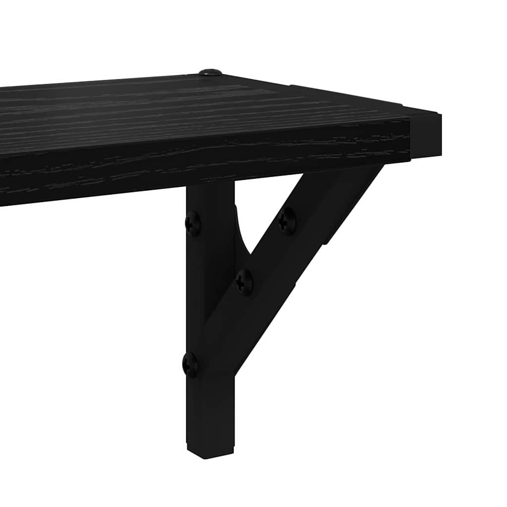 vidaXL Ράφια Τοίχου 2 τμχ. Μαύρη Οξυά 80 x 15 x 15,5 cm