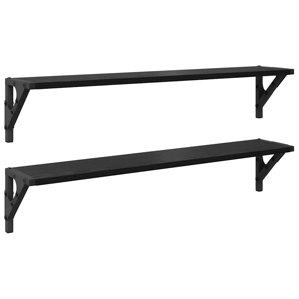 vidaXL Ράφια Τοίχου 2 τμχ. Μαύρη Οξυά 80 x 15 x 15,5 cm