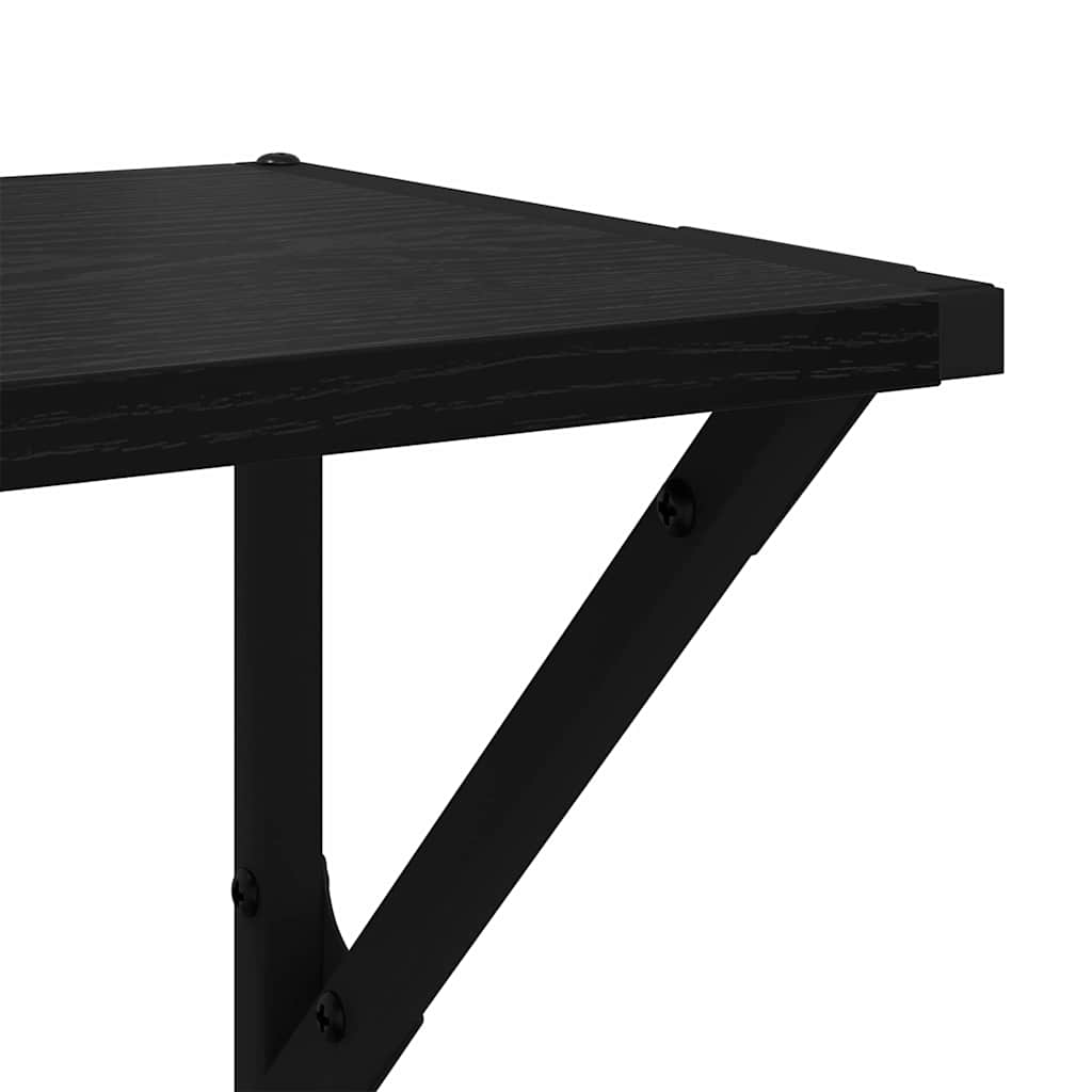 vidaXL Ράφια Τοίχου με ράφι 2 pcs Μαύρη Οξυά 60 x 25 x 25,5 cm