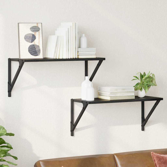 vidaXL Ράφια Τοίχου 2 τμχ. Μαύρη Οξυά 60 x 25 x 25,5 cm