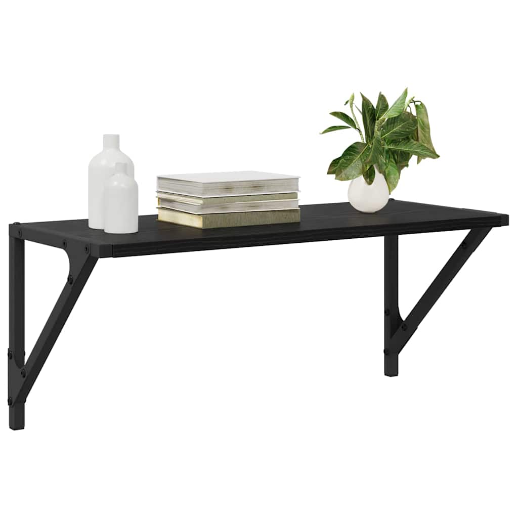 vidaXL Ράφια Τοίχου με ράφι 2 pcs Μαύρη Οξυά 60 x 25 x 25,5 cm