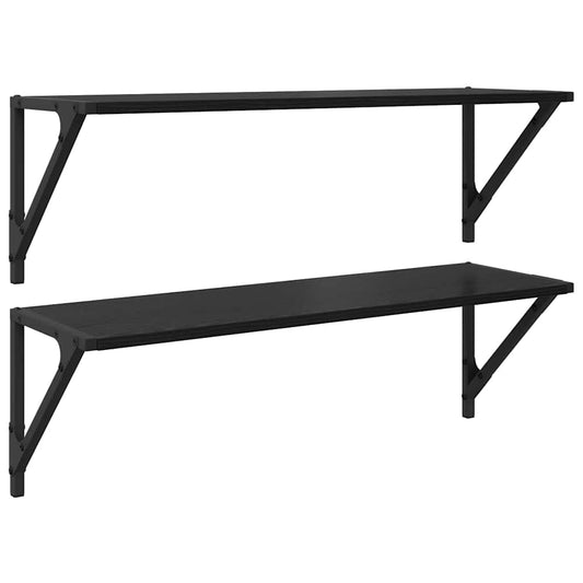 vidaXL Ράφια Τοίχου 2 τμχ. Μαύρη Οξυά 80 x 25 x 25,5 cm