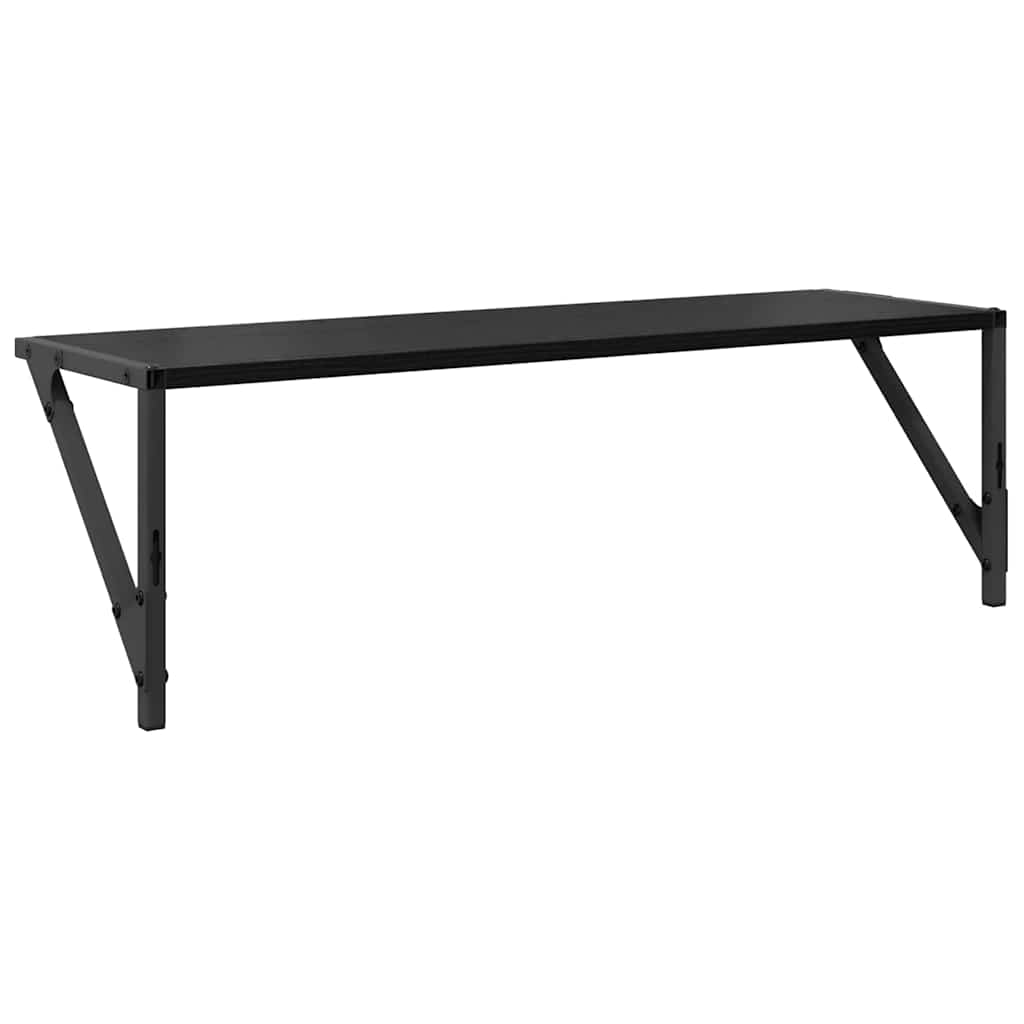 vidaXL Ράφια Τοίχου με ράφι 2 pcs Μαύρη Οξυά 80 x 25 x 25,5 cm