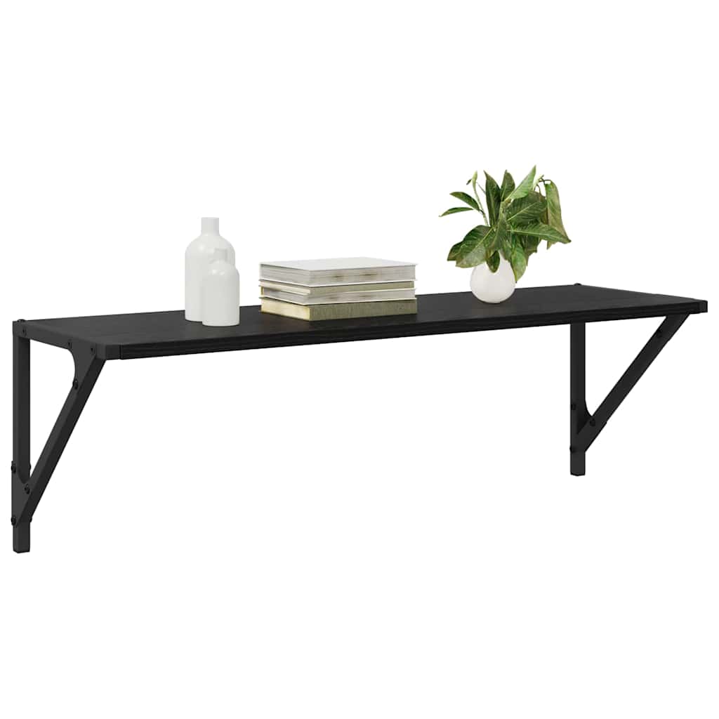 vidaXL Ράφια Τοίχου με ράφι 2 pcs Μαύρη Οξυά 80 x 25 x 25,5 cm