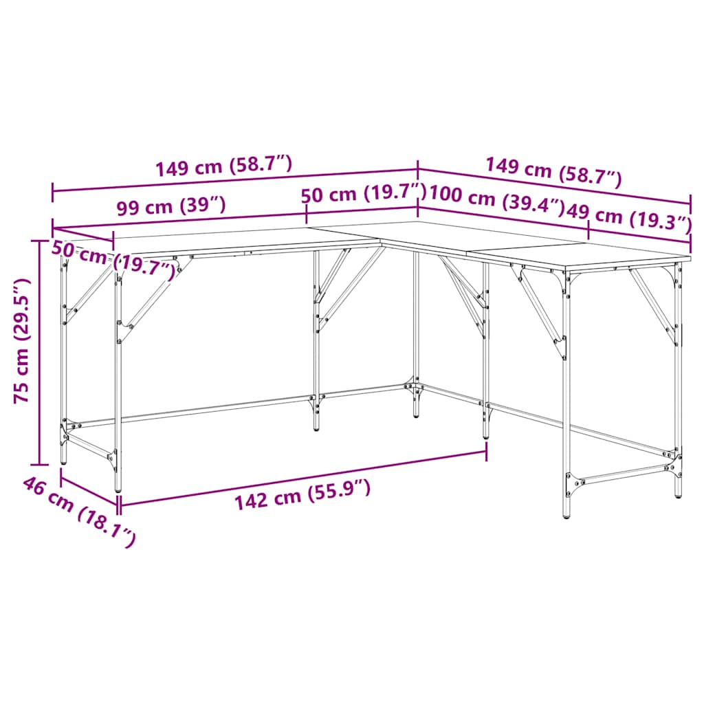 vidaXL Γραφείο Παλιό Ξύλο Επεξεργασμένο Ξύλο 149 x 149 x 75 εκ.