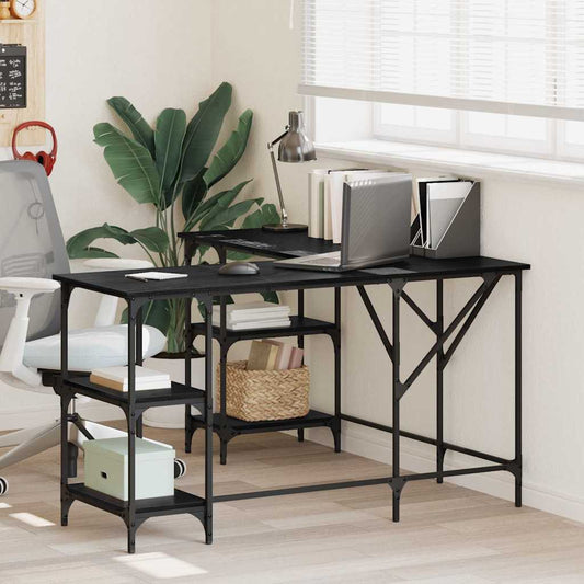 vidaXL Γραφείο Μαύρη Οξυά 139 x 139 x 75 εκ. Επεξεργασμένο ξύλο