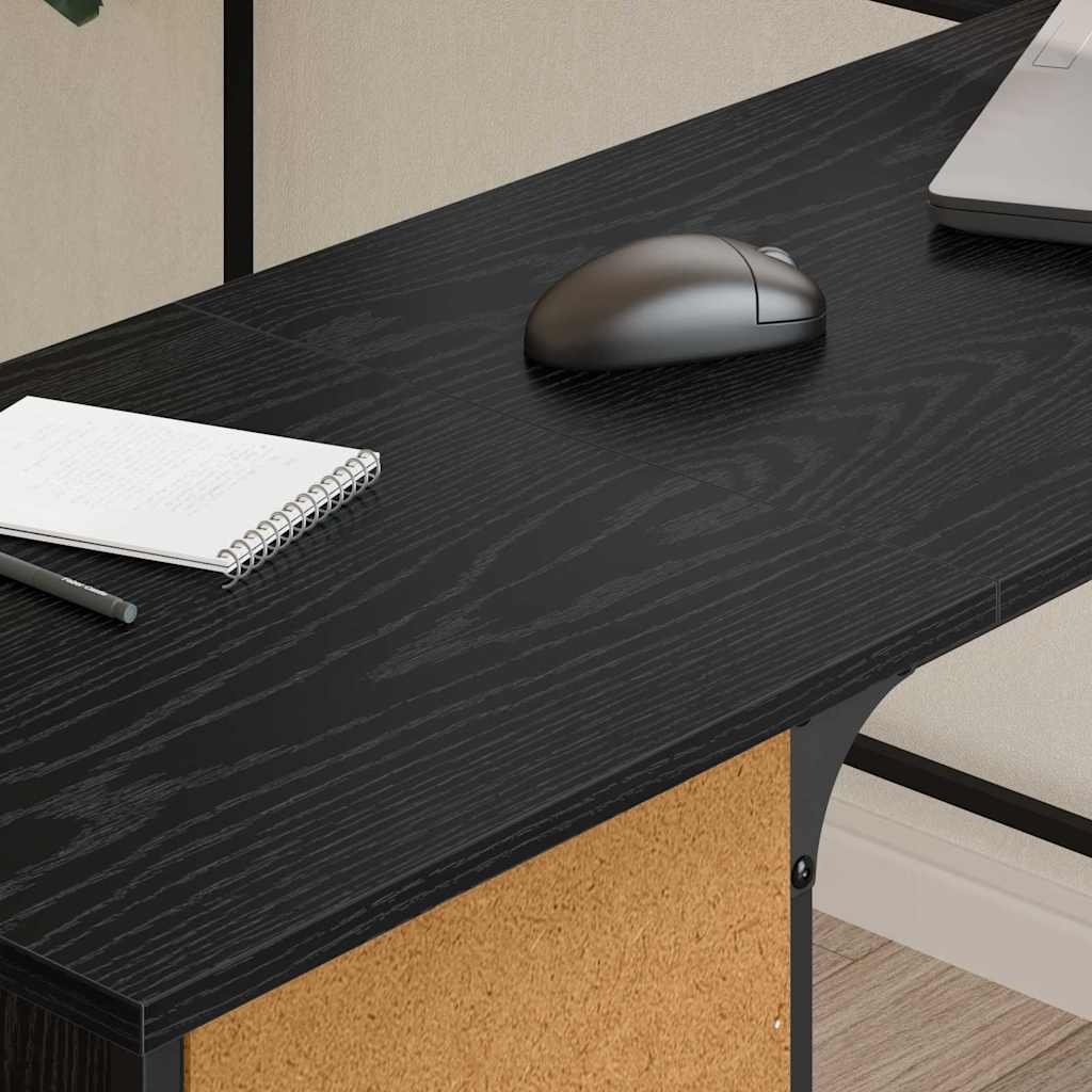 vidaXL Γραφείο Μαύρη Οξυά Επεξεργασμένο Ξύλο 141 x 141 x 75 εκ