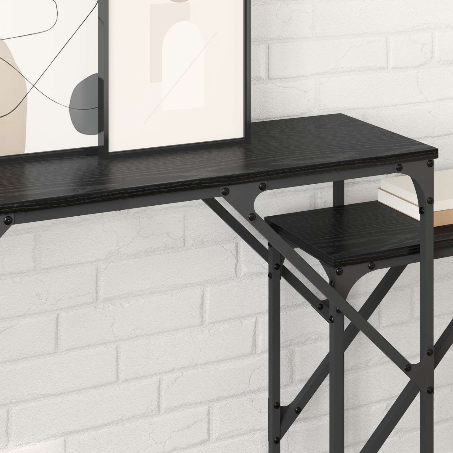 vidaXL Τραπέζι κονσόλας 2 pcs Μαύρη Οξυά 100 x 28 x 75 εκ.