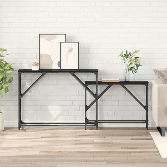vidaXL Τραπέζι κονσόλας 2 pcs Μαύρη Οξυά 100 x 28 x 75 εκ.