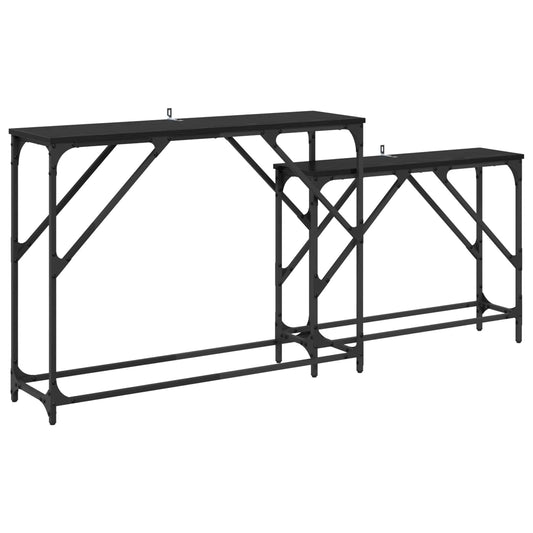 vidaXL Τραπέζι κονσόλας 2 pcs Μαύρη Οξυά 100 x 28 x 75 εκ.