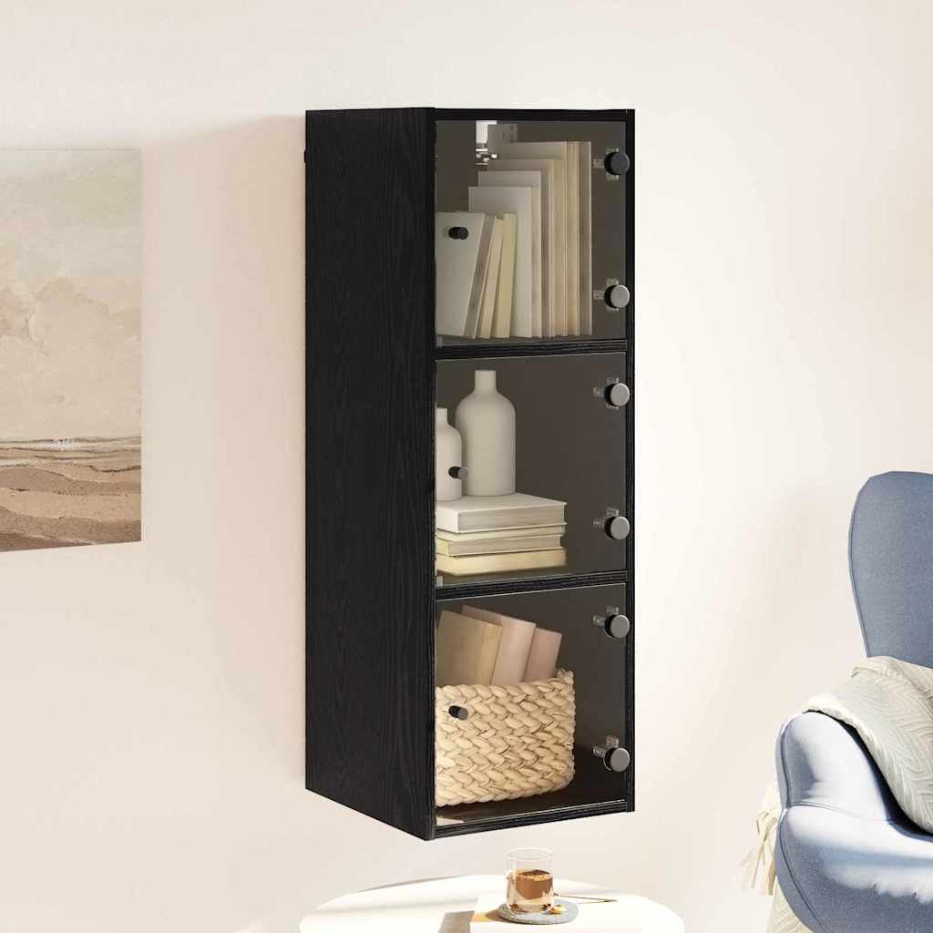 vidaXL Ντουλάπα Τοίχου 35 x 37 x 102 εκ. Επεξεργασμένο Ξύλο Μαύρη Οξυά