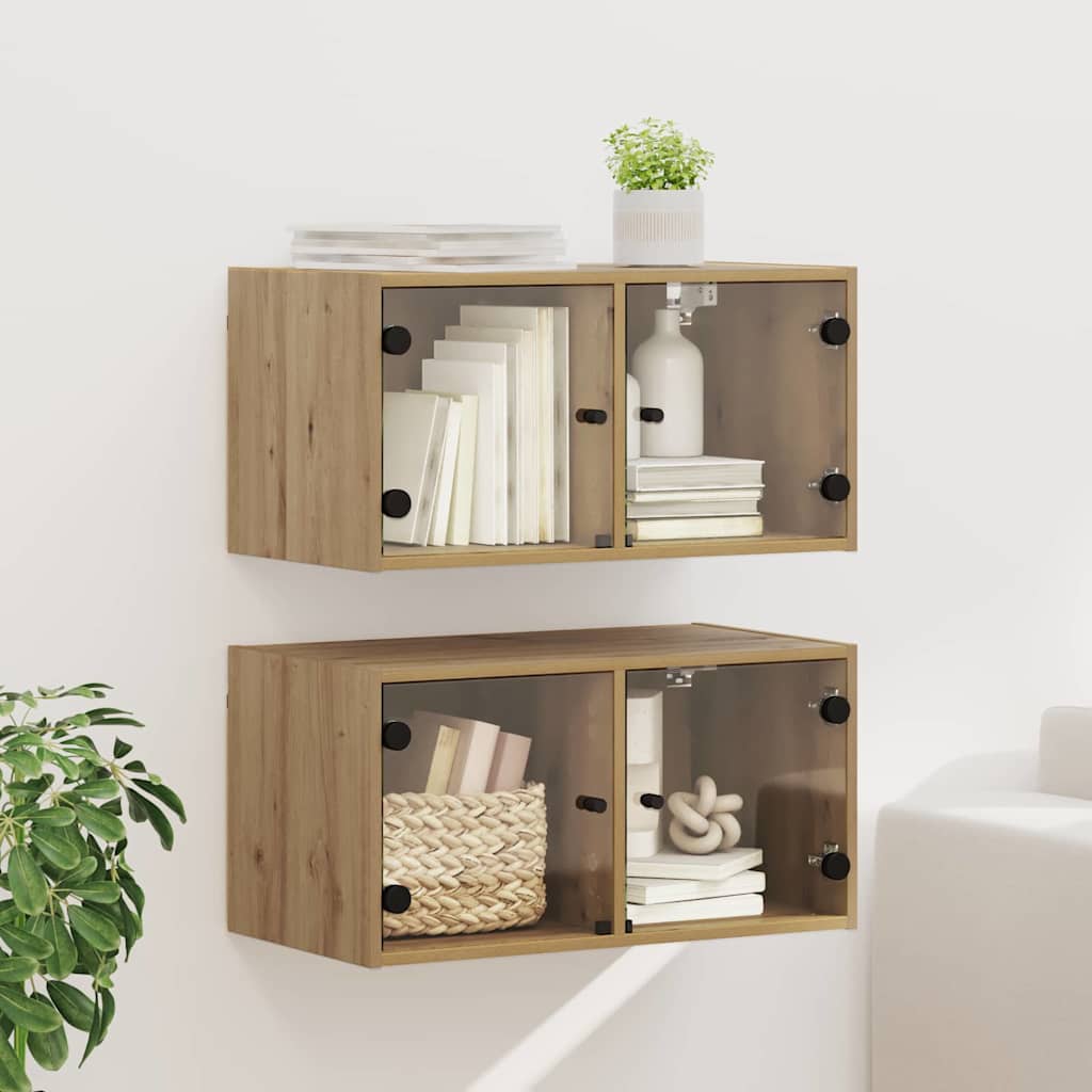 vidaXL Ντουλάπια Τοίχου 2 τμχ. 68 x 37 x 35 εκ Επεξεργασμένο Ξύλο