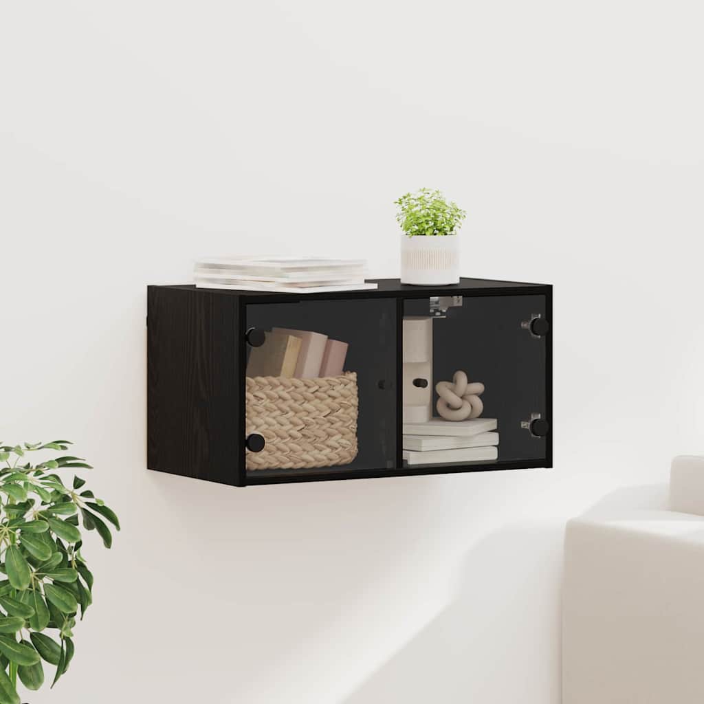 vidaXL Ντουλάπα Τοίχου 68 x 37 x 35 εκ Επεξεργασμένο Ξύλο Μαύρη Οξυά