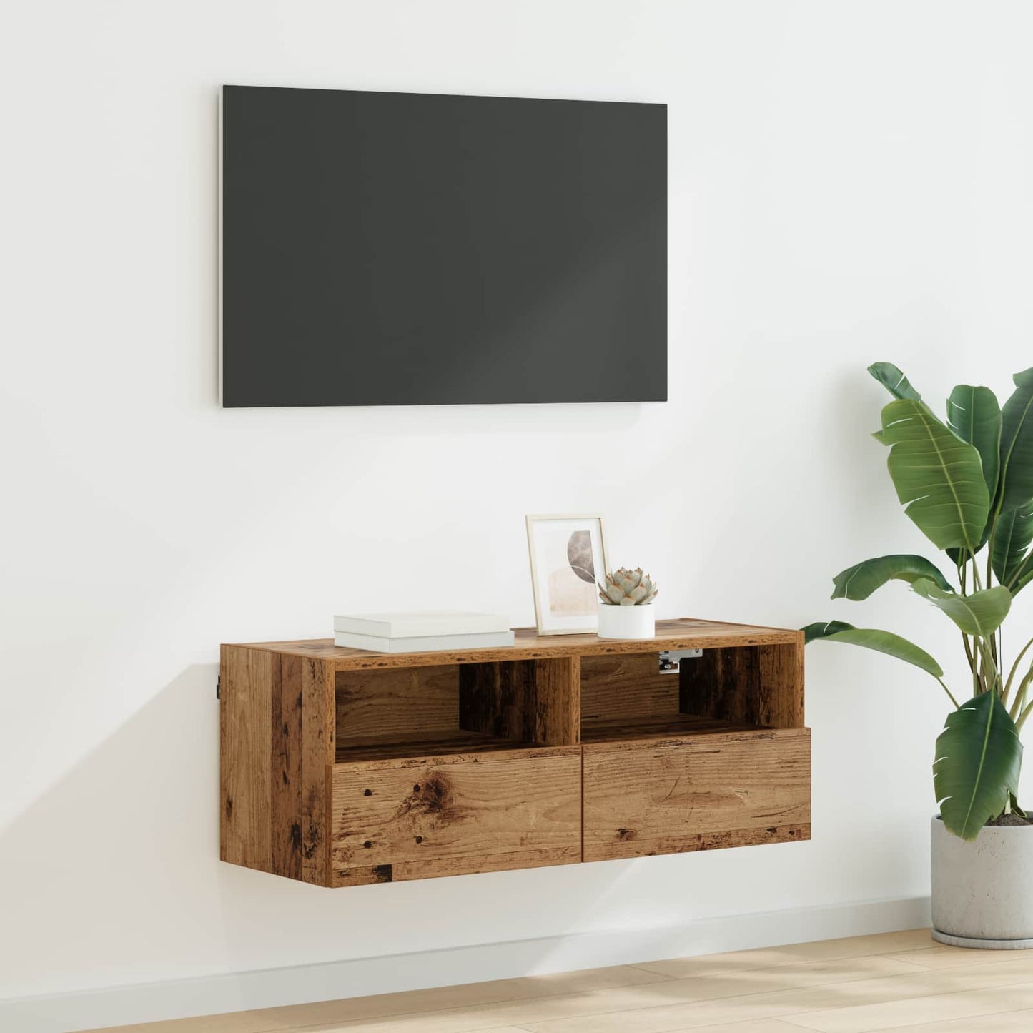 vidaXL Ντουλάπι Τηλεόρασης Τοίχου 80 x 30 x 30 εκ Παλιό Ξύλο
