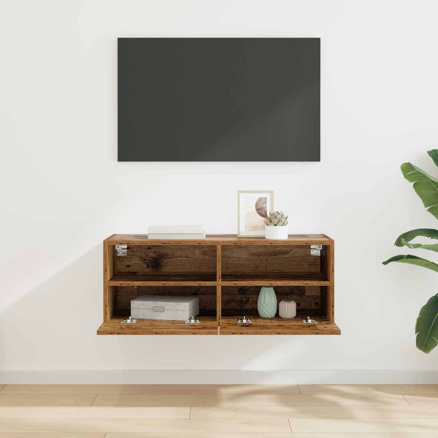 vidaXL Ντουλάπι Τηλεόρασης Τοίχου 80 x 30 x 30 εκ Παλιό Ξύλο