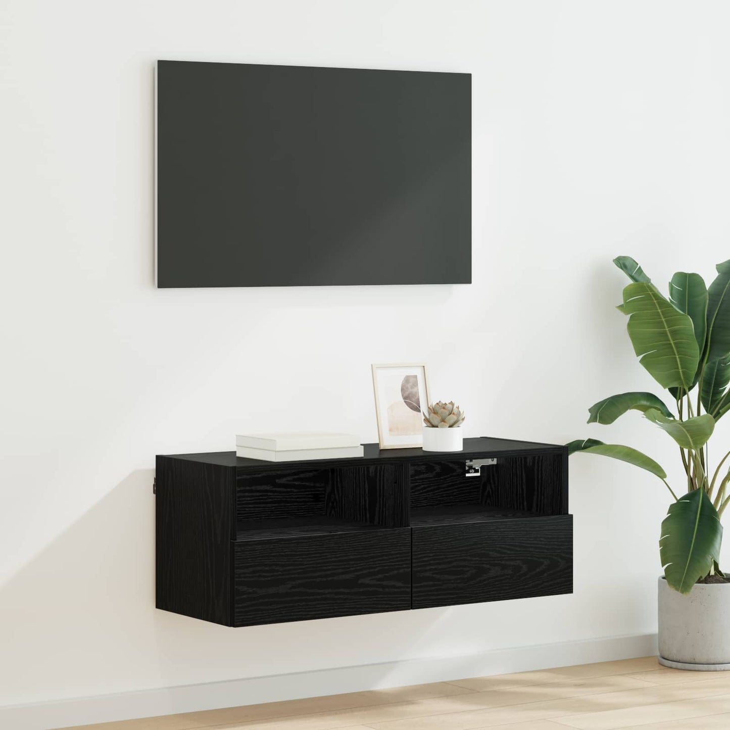 vidaXL Ντουλάπι Τηλεόρασης Τοίχου 80 x 30 x 30 εκ Μαύρη Οξυά