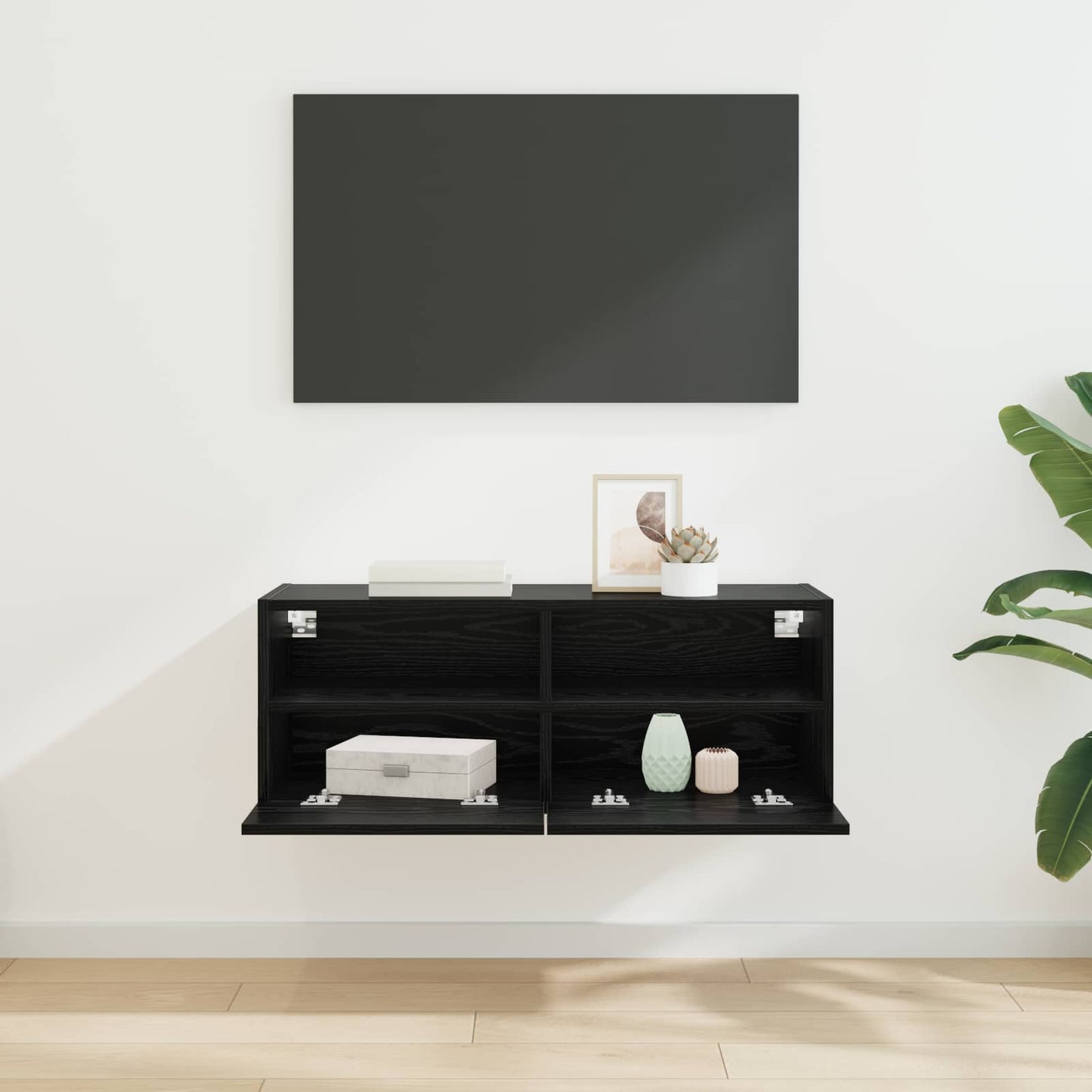 vidaXL Ντουλάπι Τηλεόρασης Τοίχου 80 x 30 x 30 εκ Μαύρη Οξυά