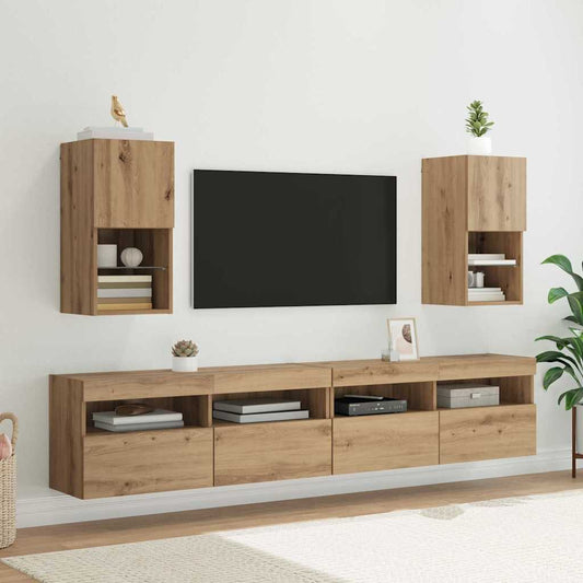 vidaXL Τοίχου ντουλάπες τηλεόρασης Επιτοίχιο 2 pcs Artisan Oak
