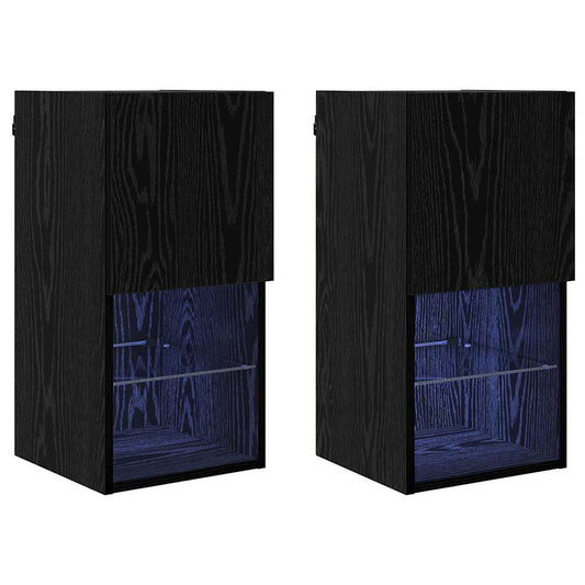 vidaXL Τοίχου ντουλάπες τηλεόρασης 2 pcs Μαύρη Οξυά 30,5 x 30 x 60 εκ.