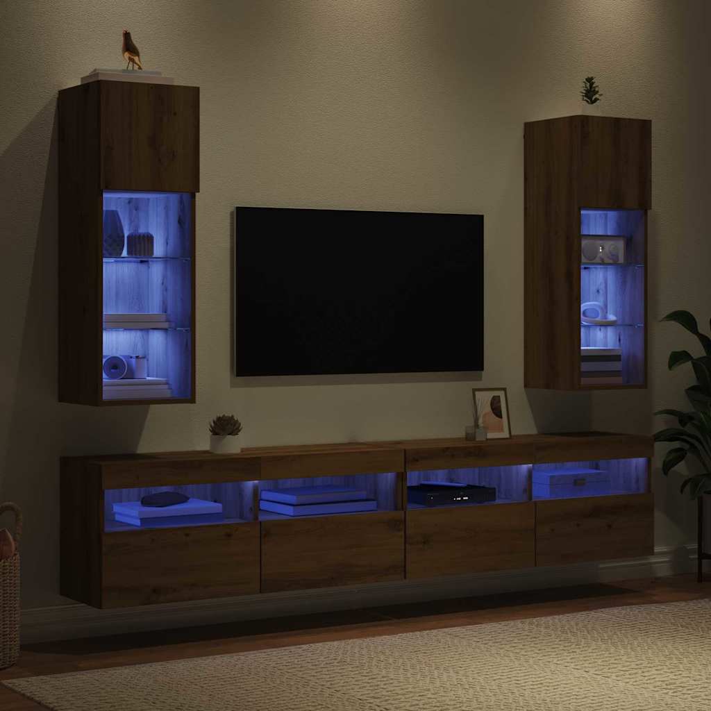 vidaXL Τοίχου ντουλάπες τηλεόρασης 2 pcs Artisan Oak 30,5 x 30 x 90 cm