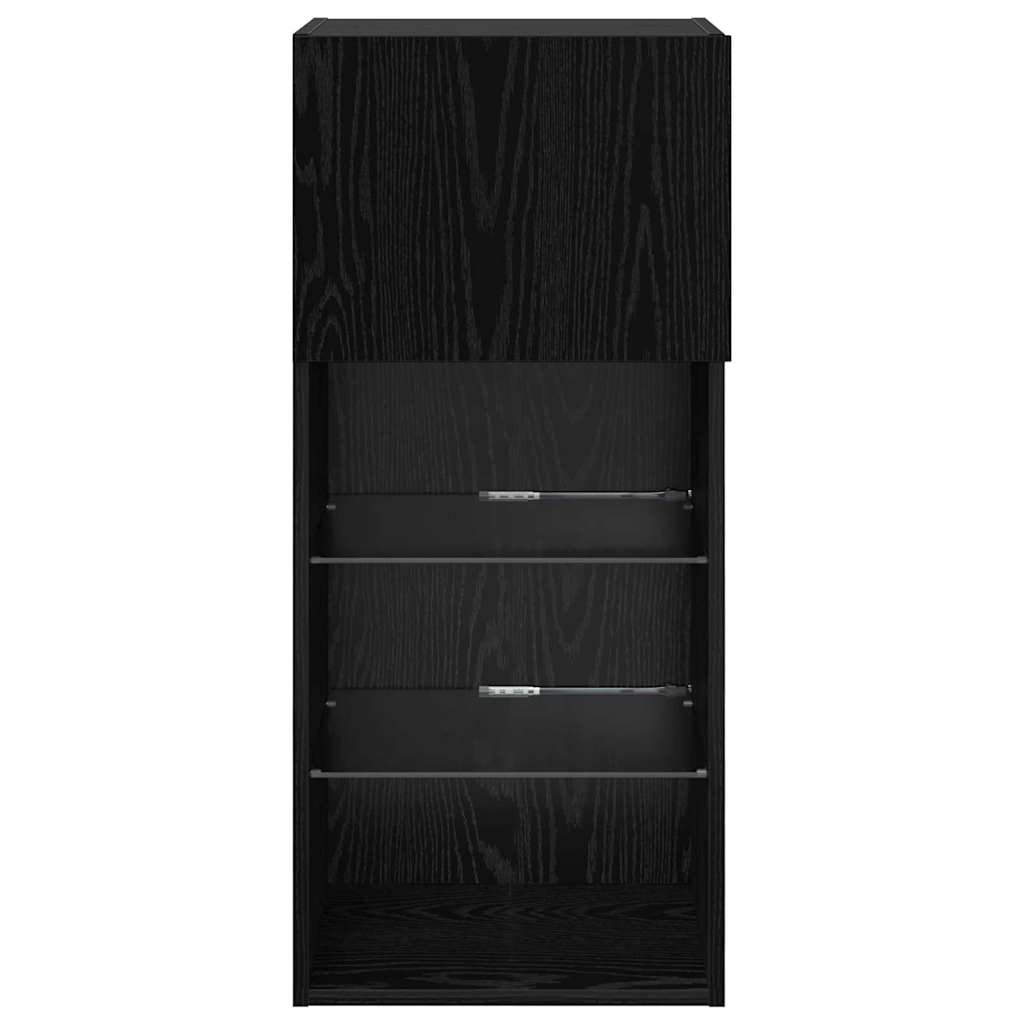 vidaXL Τοίχου ντουλάπες τηλεόρασης 2 pcs Μαύρη Οξυά 40,5 x 30 x 90 εκ