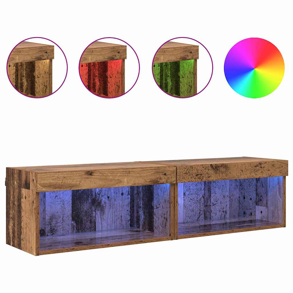 vidaXL Έπιπλα τηλεόρασης Επιτοίχιο 2 pcs Παλιό Ξύλο 60 x 30 x 30 cm