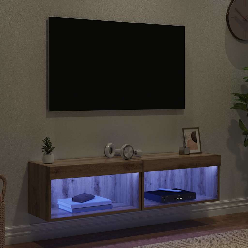 vidaXL Έπιπλα τηλεόρασης Επιτοίχιο 2 pcs Artisan Oak 60 x 30 x 30 cm
