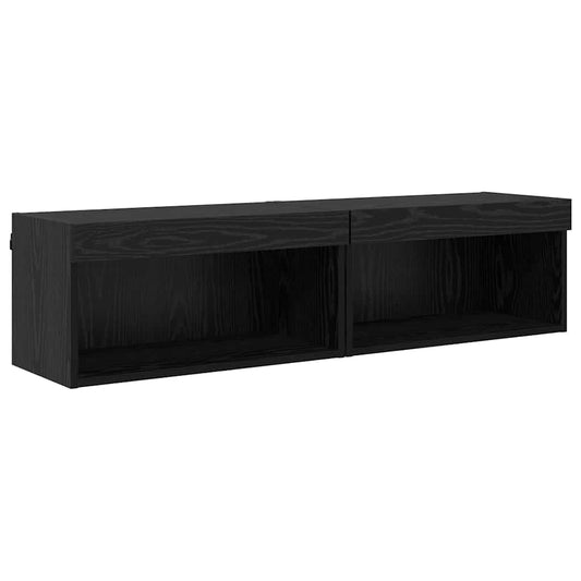 vidaXL Έπιπλα τηλεόρασης Επιτοίχιο 2 pcs Μαύρη Οξυά 60 x 30 x 30 cm