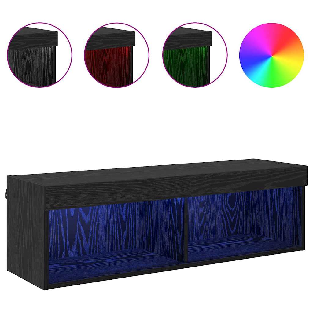 vidaXL Ντουλάπι Τηλεόρασης Τοίχου Panama Μαύρη Οξυά 100 x 30 x 30 cm