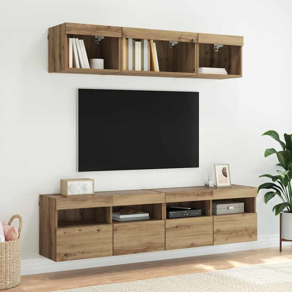vidaXL Βάσεις τηλεόρασης Επιτοίχιο 2 pcs Artisan Oak 80 x 30 x 40 εκ