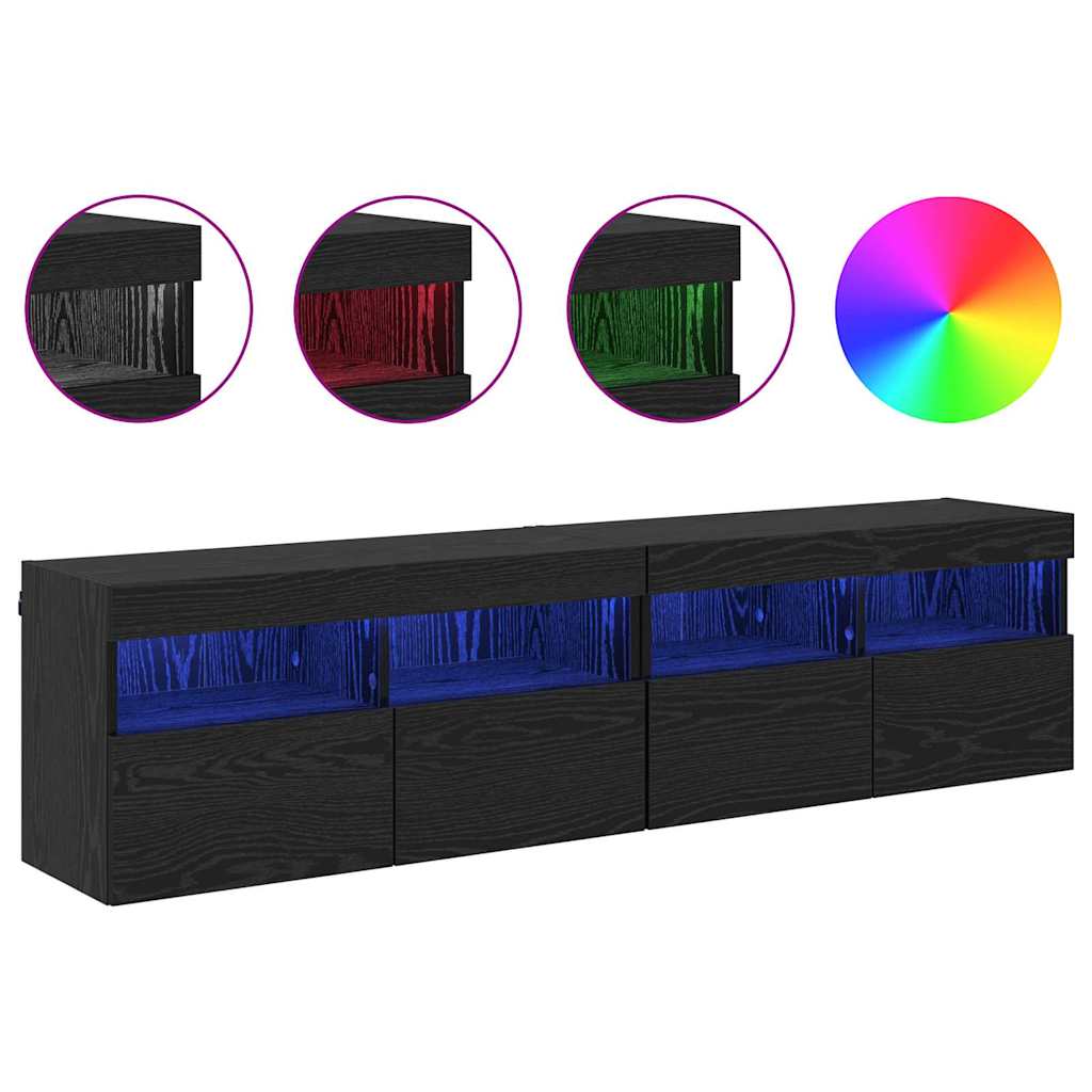 vidaXL Βάσεις τηλεόρασης Επιτοίχιο 2 pcs Μαύρη Οξυά 80 x 30 x 40 εκ