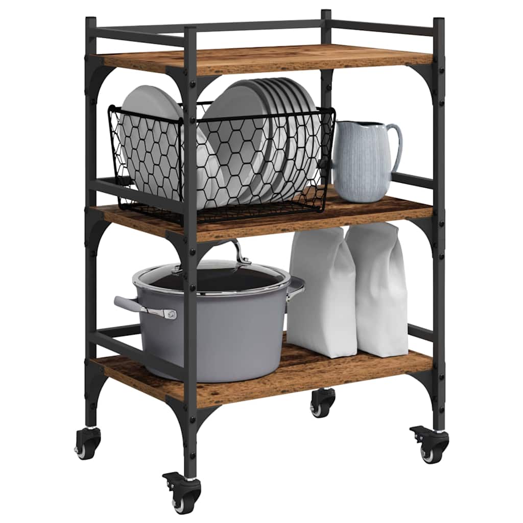 vidaXL Καρότσι Κουζίνας Παλιό Ξύλο 50 x 35 x 75.5 εκ