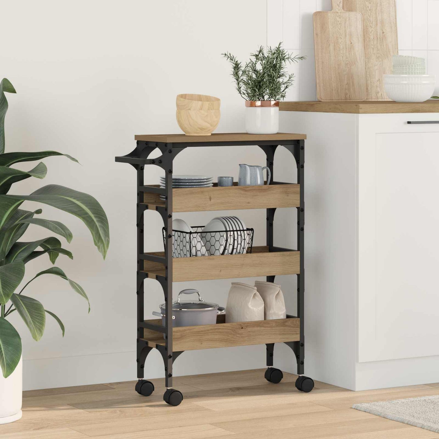 vidaXL Καρότσι Κουζίνας Artisan Oak 53 x 20 x 76 εκ.