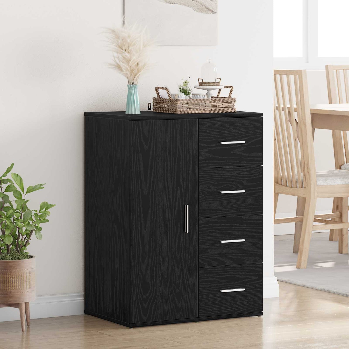 vidaXL Πλαϊνό γραφείο Μαύρη Οξυά 59 x 39 x 80 εκ. Επεξεργασμένο ξύλο