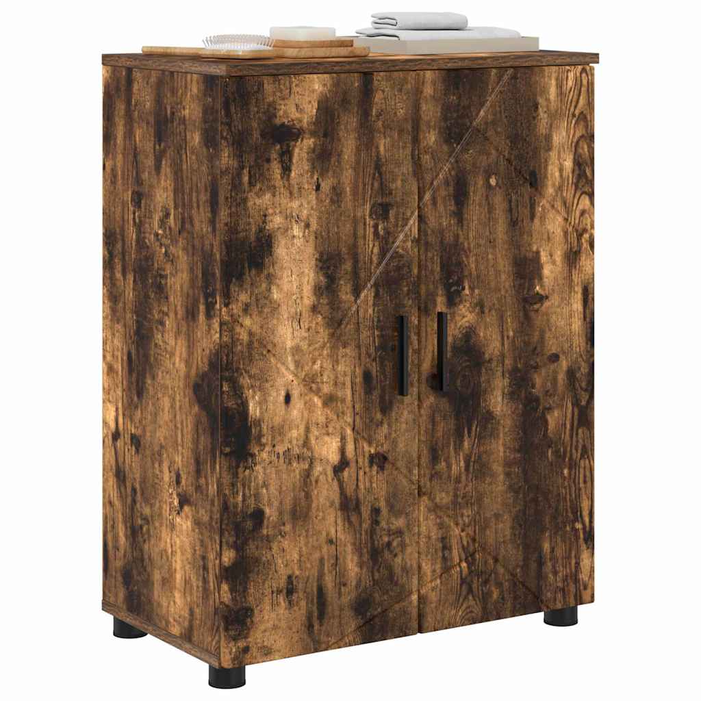 vidaXL Ντουλάπι Μπάνιου με ράφι με πόρτα Καπνιστή δρυς 60 x 35 x 80 εκ