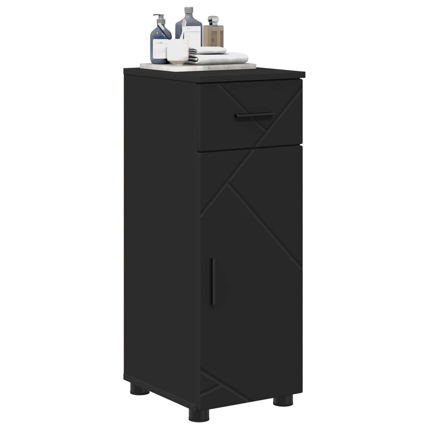 vidaXL Ντουλάπι Μπάνιου Μαύρο 30 x 35 x 80 εκ