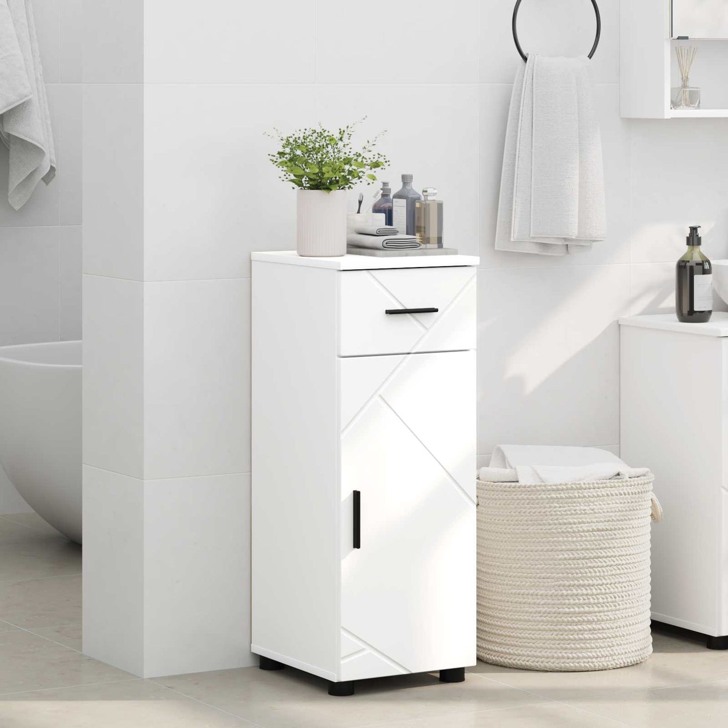 vidaXL Ντουλάπι Μπάνιου Υψηλής γυαλάδας λευκό 30 x 35 x 80 εκ