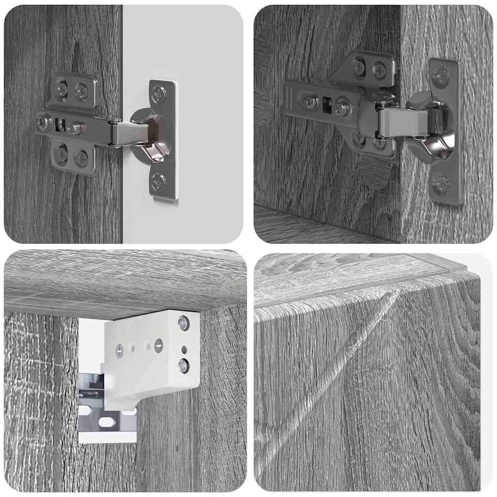 vidaXL Ντουλάπα Καθρέφτη Επιτοίχιο Γκρίζο Σονομα 80 x 17 x 55 εκ