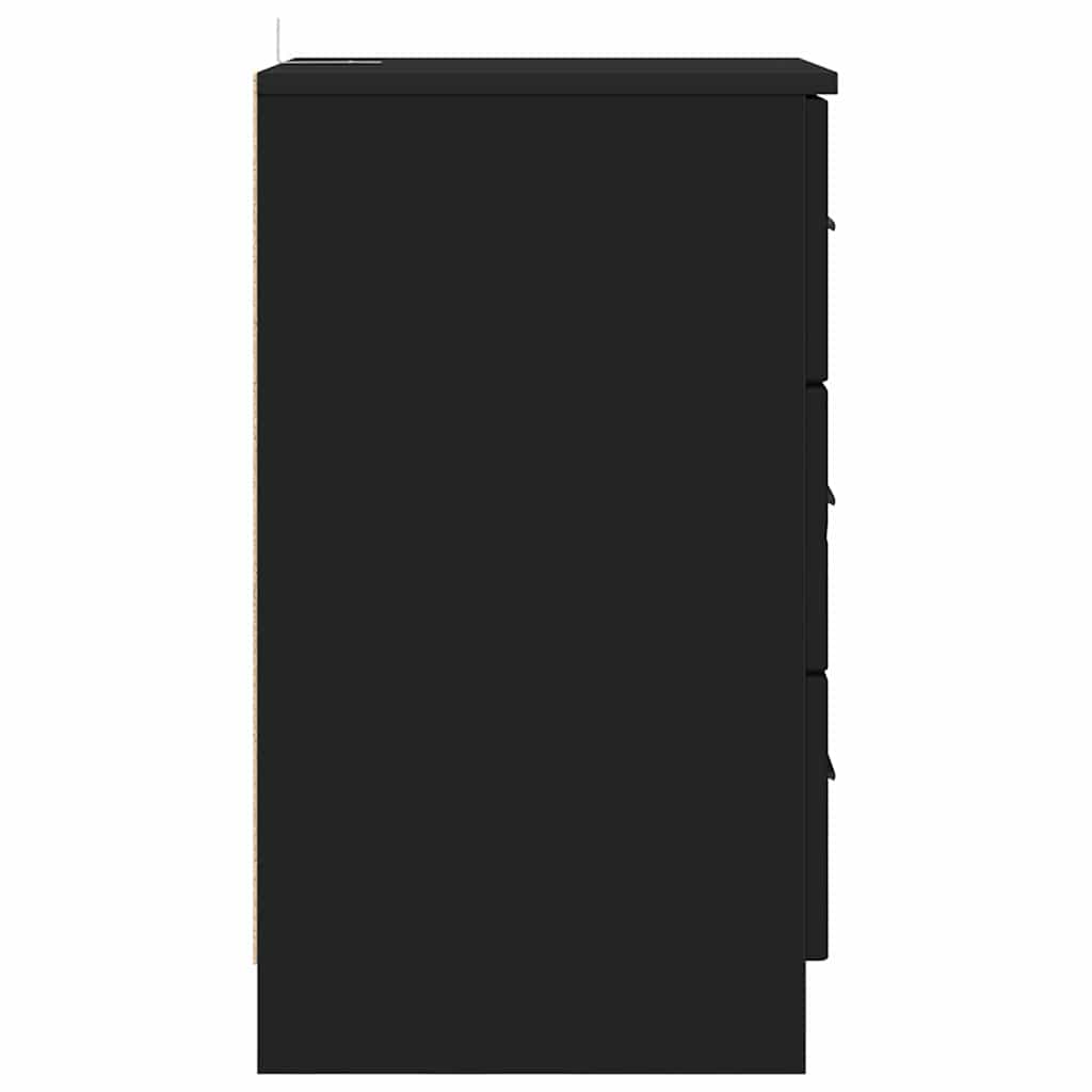 vidaXL Κομοδίνο με συρτάρι Μαύρο 38 x 38 x 66 εκ Επεξεργασμένο ξύλο
