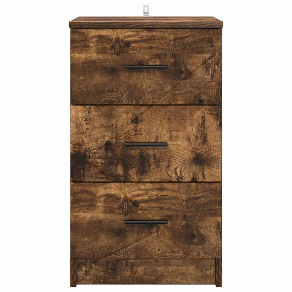 vidaXL Κομοδίνο Καπνιστή δρυς 38 x 38 x 66 εκ Επεξεργασμένο ξύλο