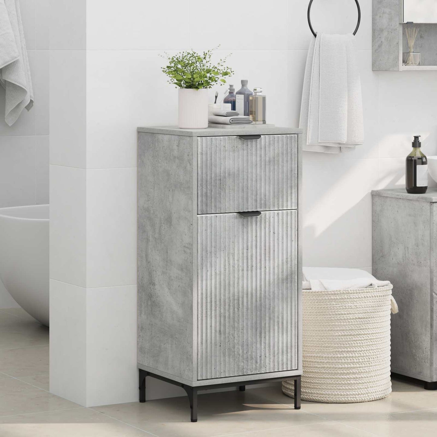 vidaXL Ντουλάπι Μπάνιου Σκυρόδεμα Γκρι 39,5 x 36 x 88 εκ